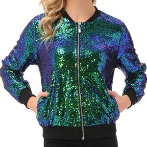 Kandy Kole Sequin Bomber Jacket
